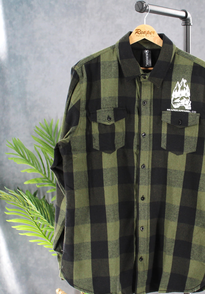 FLANNEL KEVLAR RIDING SHIRT GREEN-BLACK